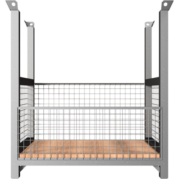 GS tested pallet | 1.05 m x 0.68 m | DP suitable for flat pallets | Mesh box palletfilling dimensions: 1,08m x 0,68m x 1,07m